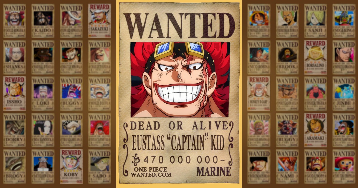 Eustass Kid Wanted Poster – One Piece Bounty of 470,000,000 Berries