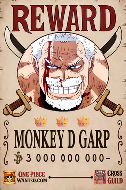 REWARD poster of Monkey D Garp - 3000000000 Berries