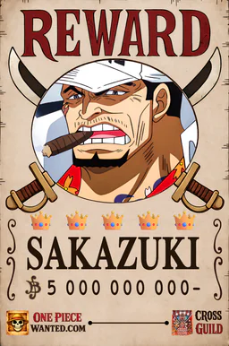 REWARD poster of Sakazuki - 5000000000 Berries