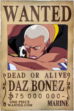 WANTED poster of Daz Bonez - 75000000 Berries