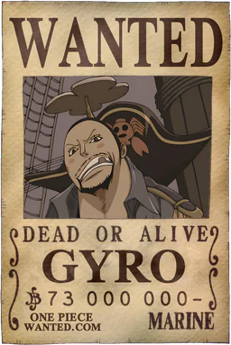 WANTED poster of Gyro - 73000000 Berries