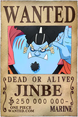 Affiche WANTED de Jinbe - 250000000 Berries