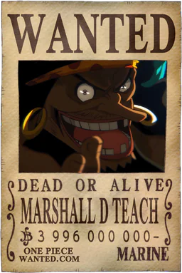 WANTED poster of Marshall D Teach - 3996000000 Berries