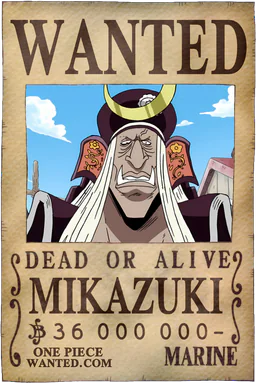 WANTED poster of Mikazuki - 36000000 Berries
