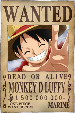 WANTED poster of Monkey D Luffy - 1500000000 Berries