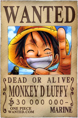 Affiche WANTED de Monkey D Luffy - 30000000 Berries
