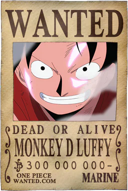 Affiche WANTED de Monkey D Luffy - 300000000 Berries