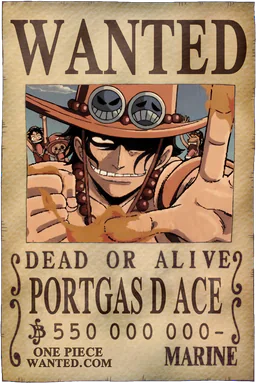 Poster WANTED of Portgas D Ace - 550,000,000 Berries