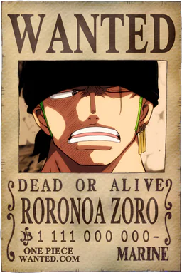 WANTED poster of Roronoa Zoro - 1111000000 Berries