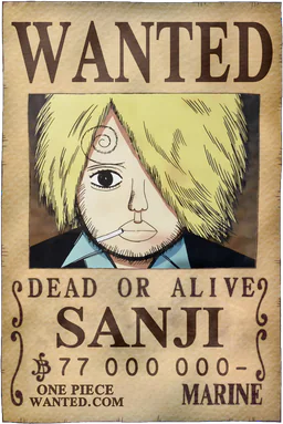 Affiche WANTED de Sanji - 77000000 Berries