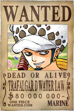 Affiche WANTED de Trafalgar D Water Law - 80000000 Berries