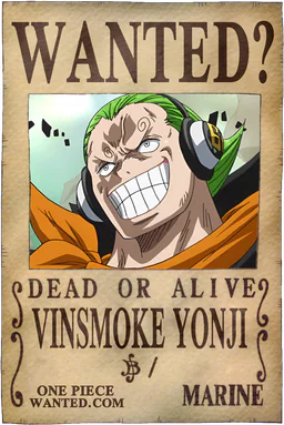 Affiche WANTED de Vinsmoke Yonji - existence non officiellement confirmée