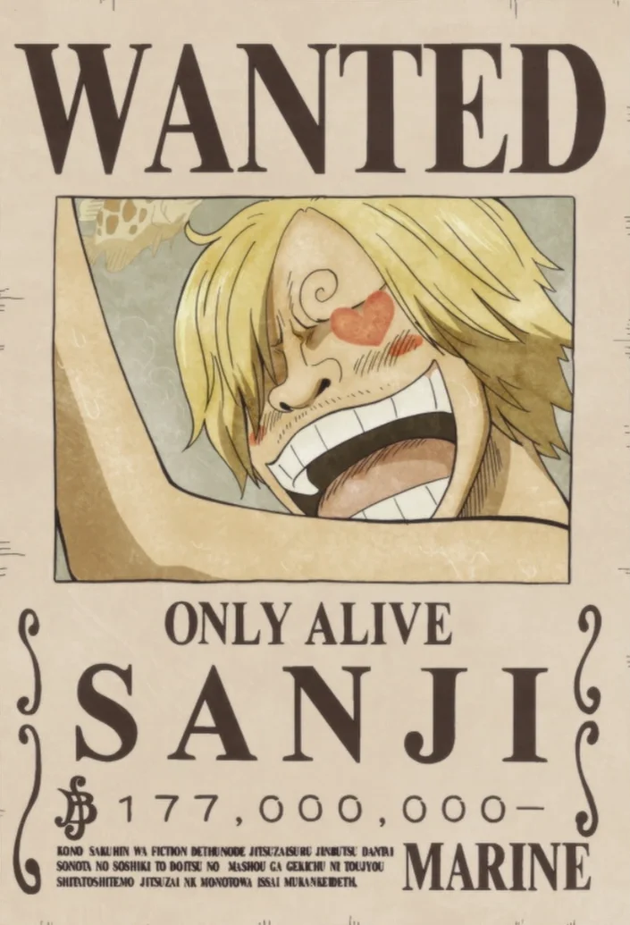 L’affiche de Vinsmoke Sanji dans l’anime One Piece