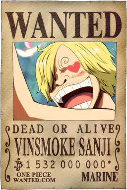 Poster predicted by One Piece Wanted: Vinsmoke Sanji at 1,532,000,000* Berries, a prediction and not an official bounty