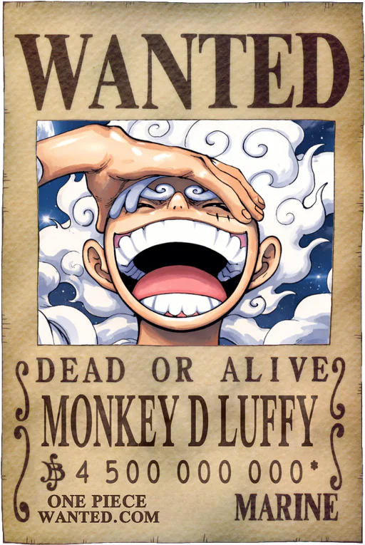 Poster predicted by One Piece Wanted: Monkey D Luffy at 4,500,000,000* Berries, a prediction and not an official bounty